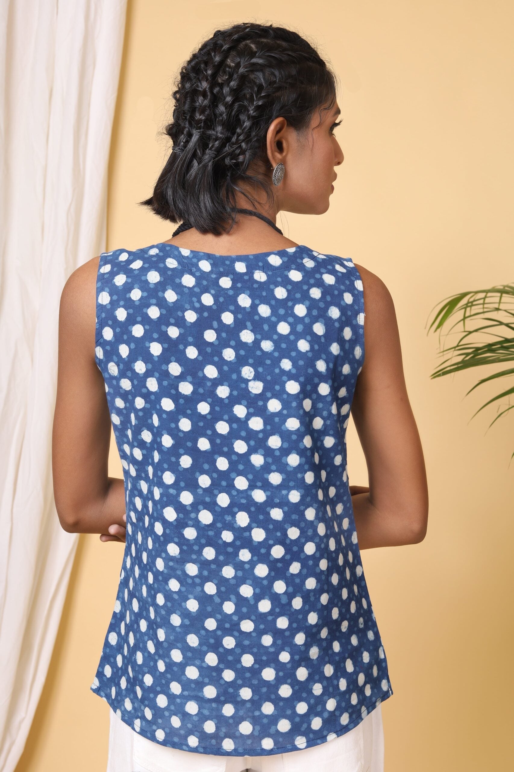 Mustard Handblock Printed Double Short Top