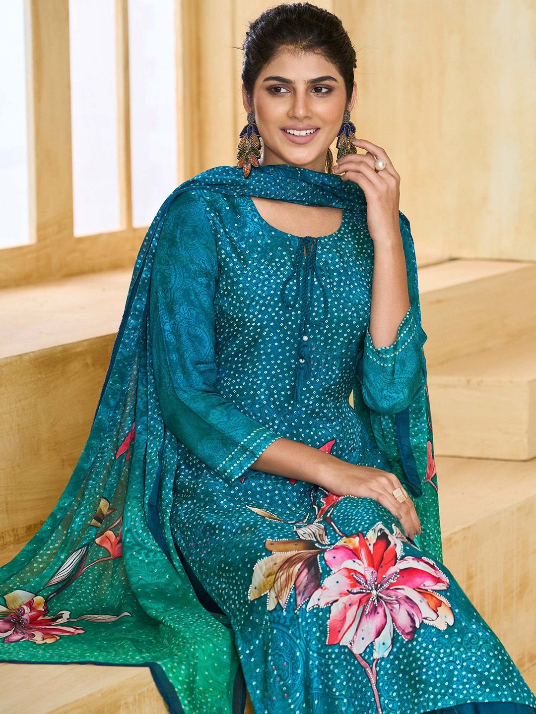 Label khoj Pure viscose Maslin with hand work kurta set