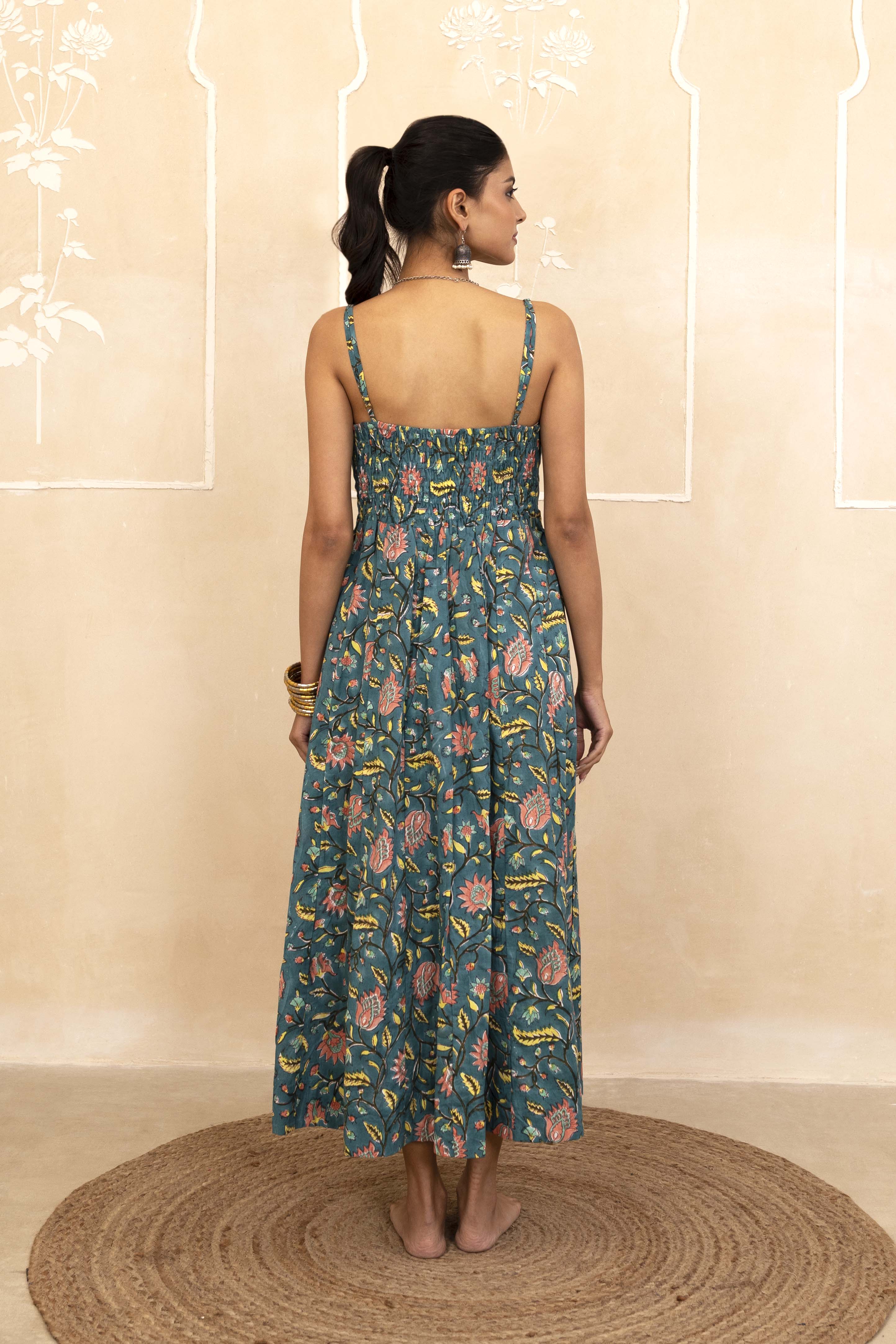 Teal Spaghetti Dress