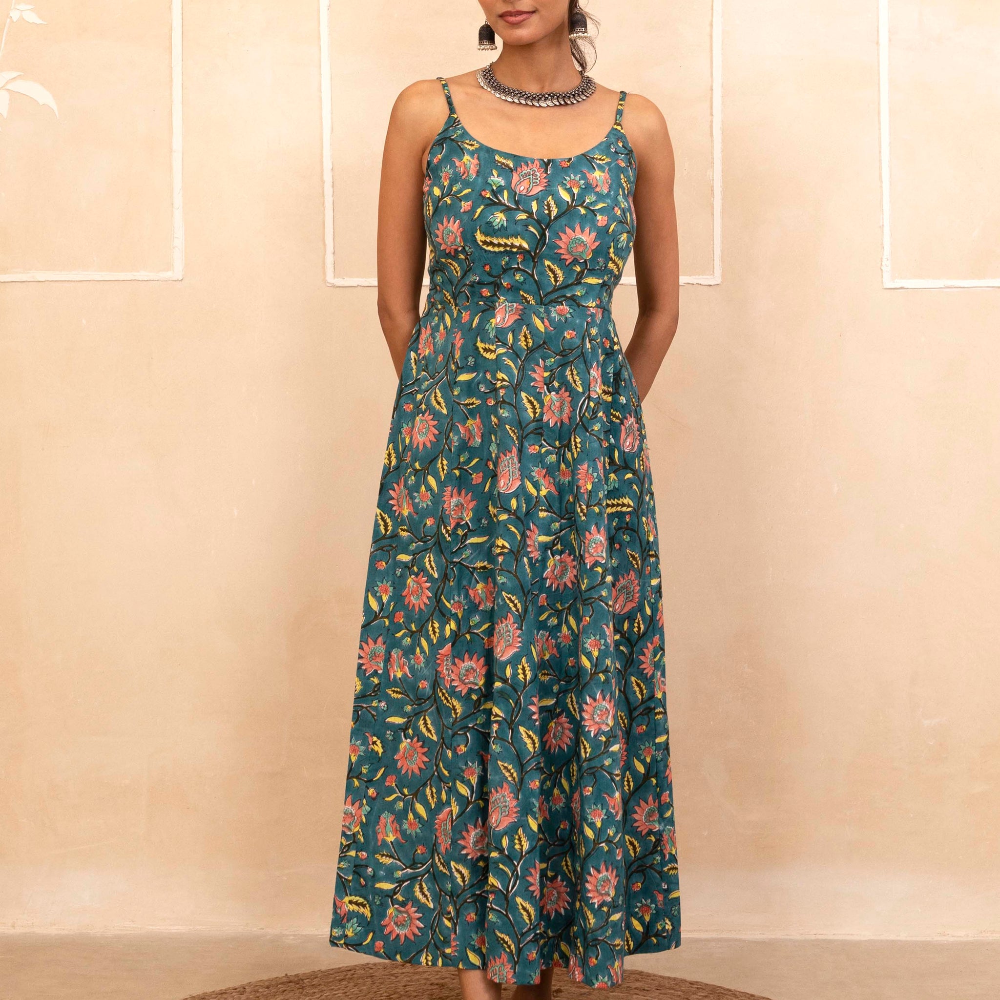 Teal Spaghetti Dress