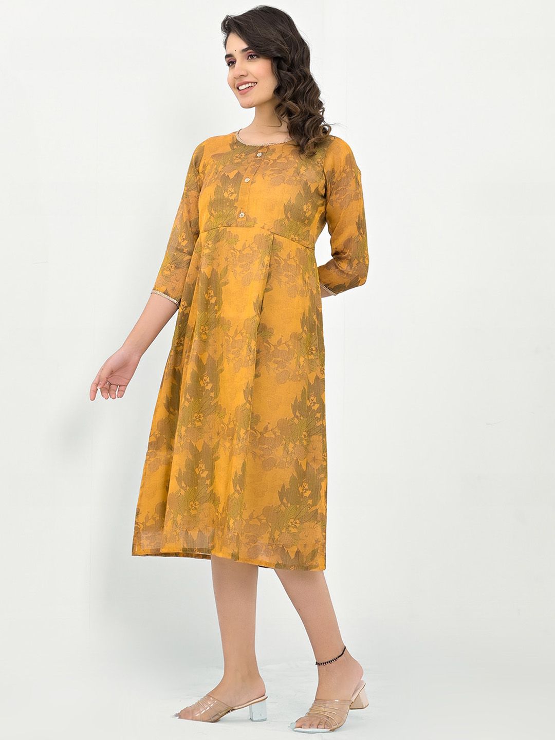 Label Khoj Women Silk Blend Printed Ethnic Dress