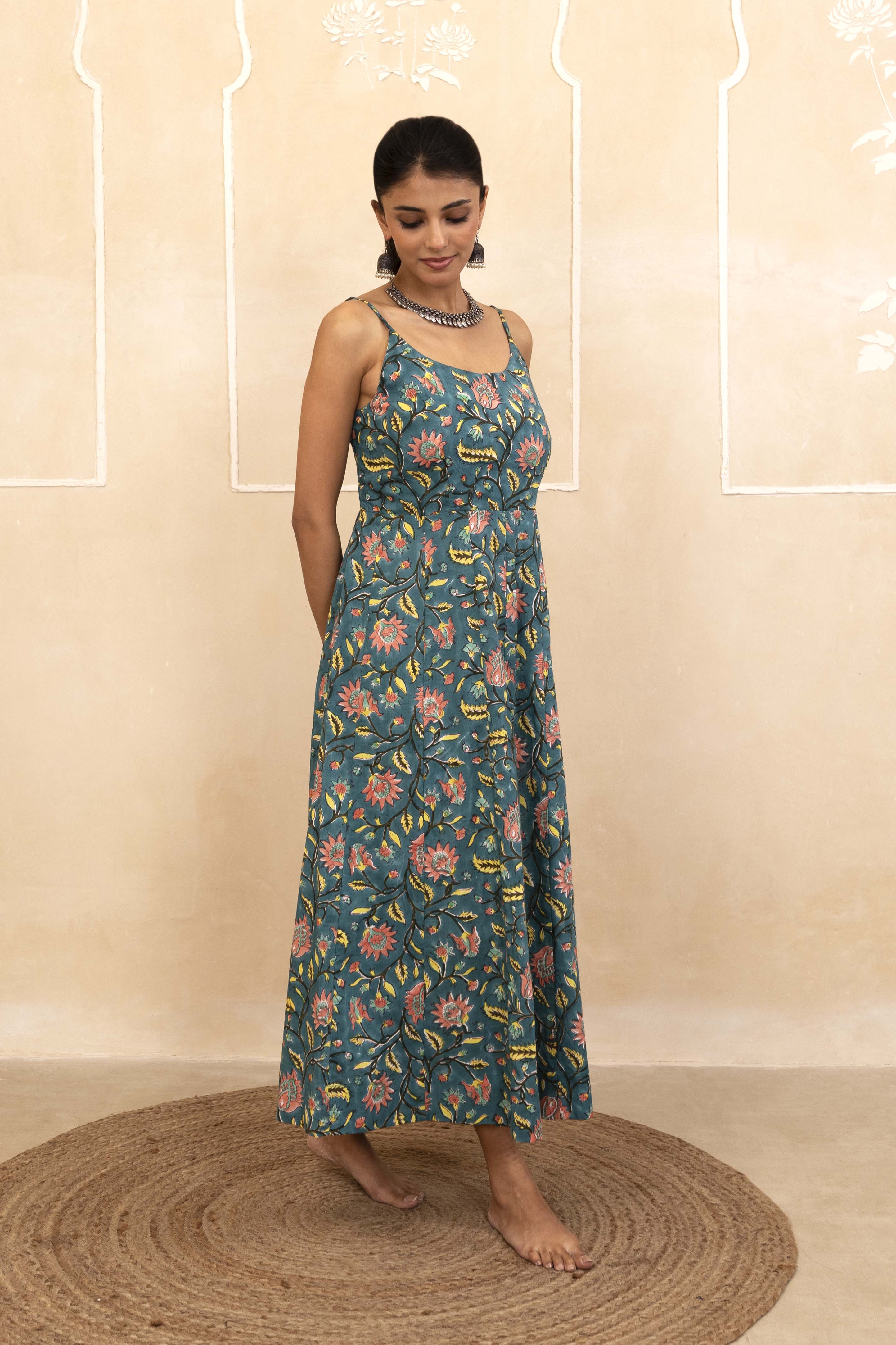 Teal Spaghetti Dress