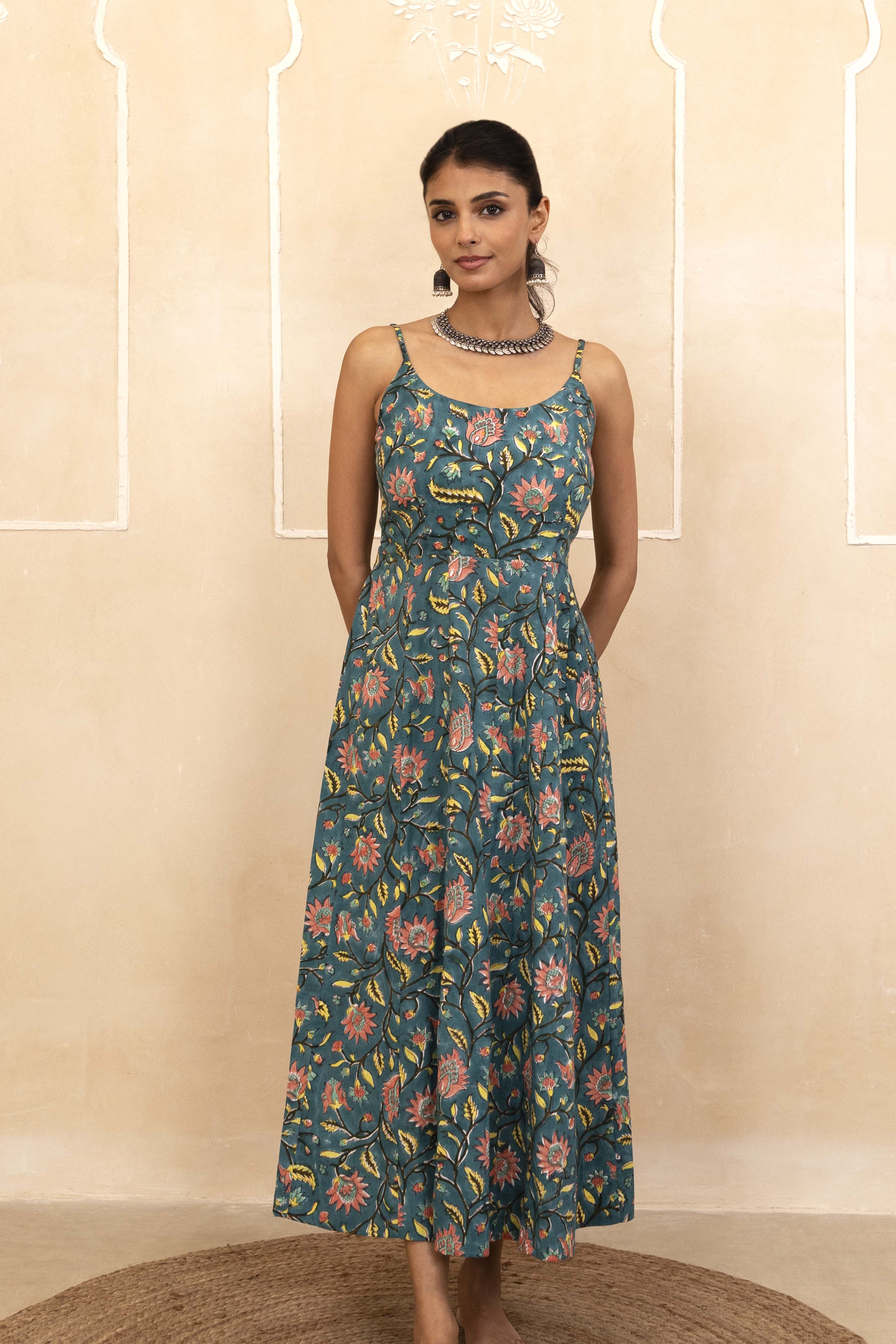 Teal Spaghetti Dress