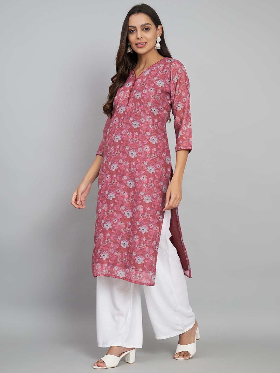 Label Khoj Women Linen Printed Kurta