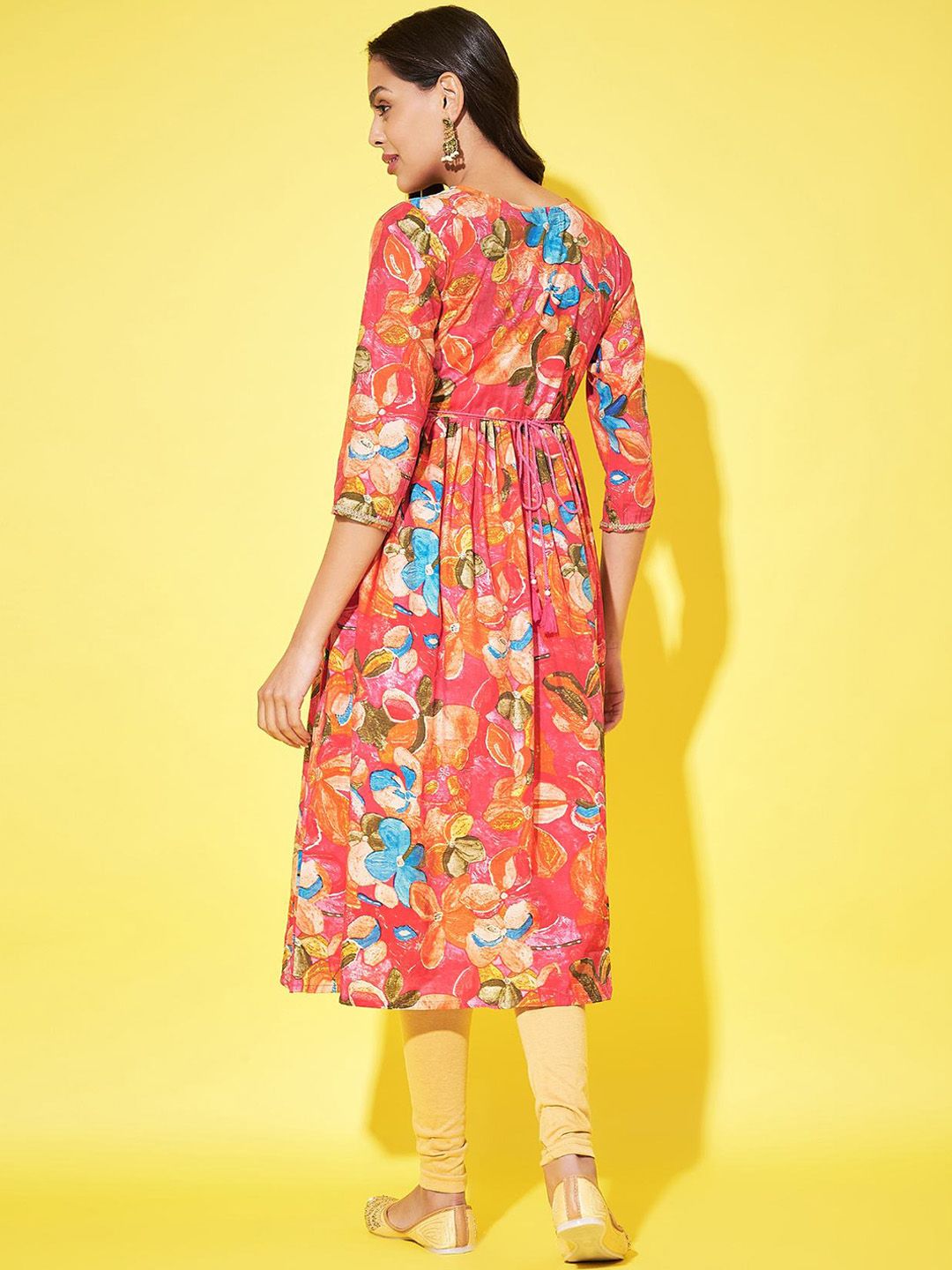 Label Khoj Women Silk blend Embroidered A line Alia kurta