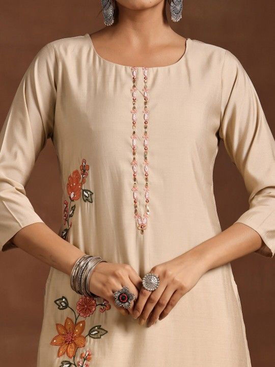 Label khoj Women roman silk Kurta With Trousers & Dupatta