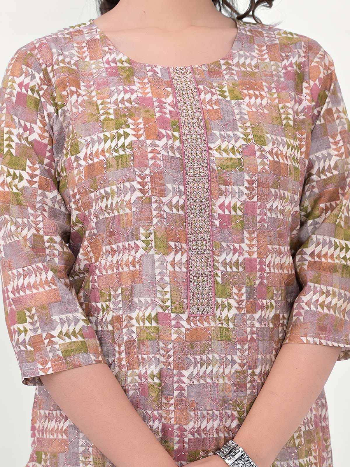 Label Khoj Women Silk blend Kurta ,trouser and dupptta set