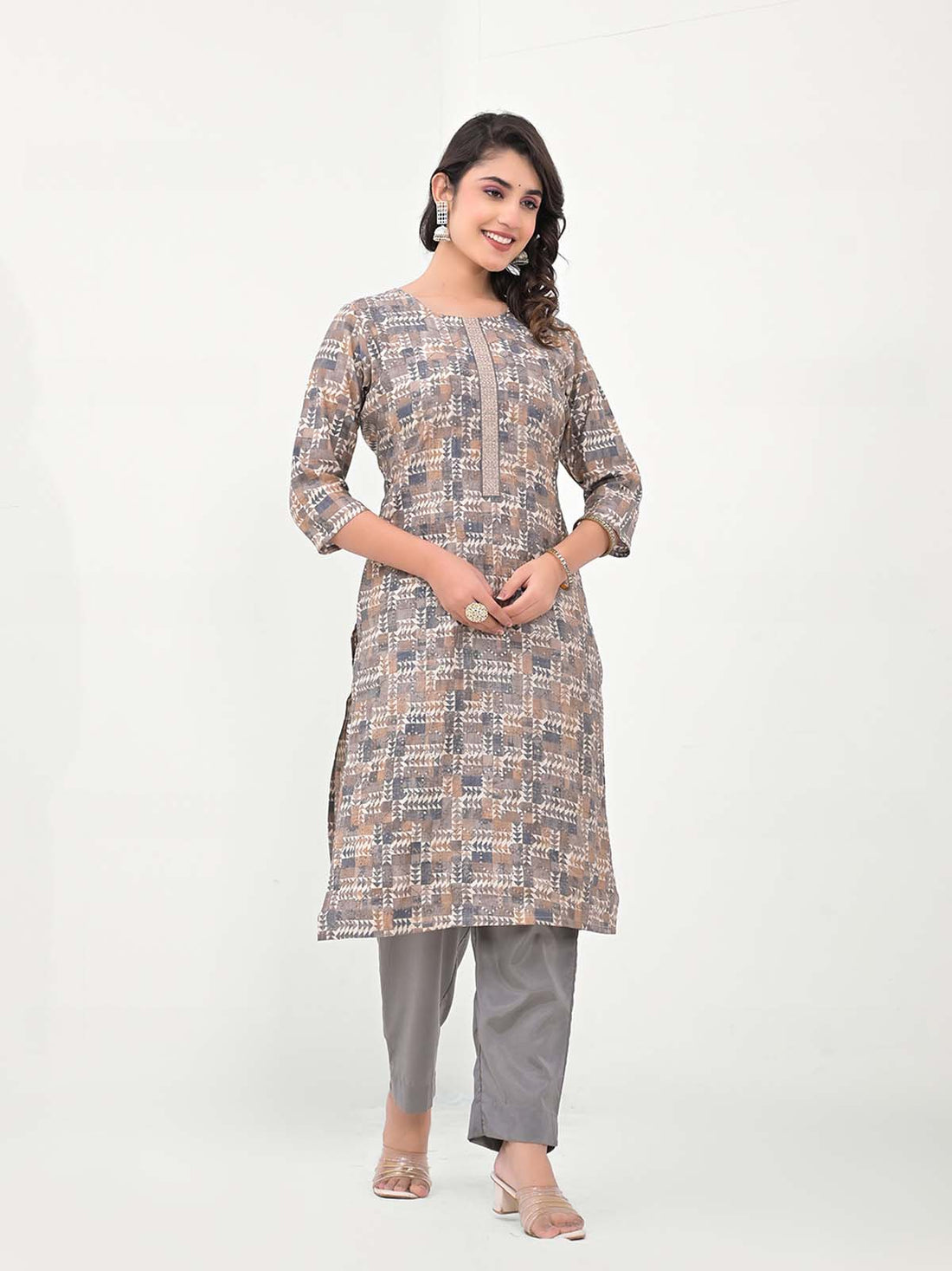 Label Khoj Women Silk blend Kurta ,trouser and dupptta set