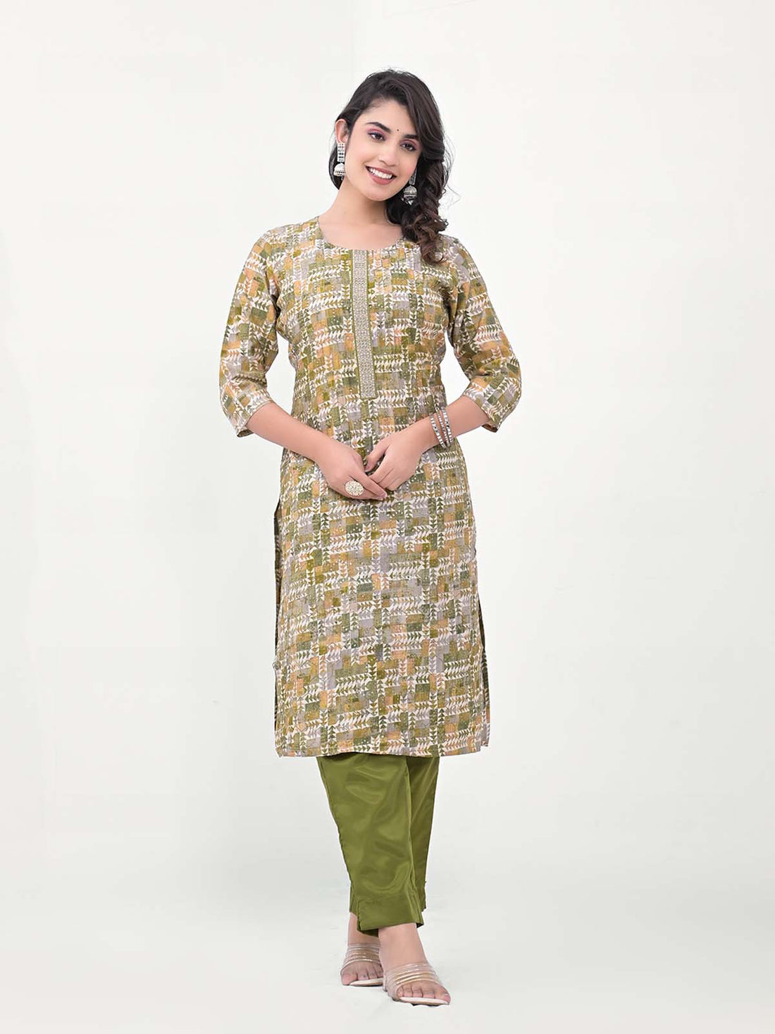 Label Khoj Women Silk blend Kurta ,trouser and dupptta set