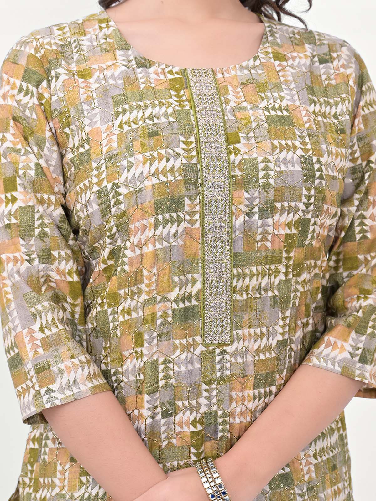 Label Khoj Women Silk blend Kurta ,trouser and dupptta set
