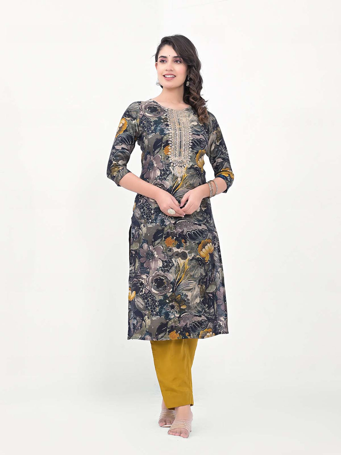 Label Khoj Women Silk blend Kurta ,trouser and dupptta set