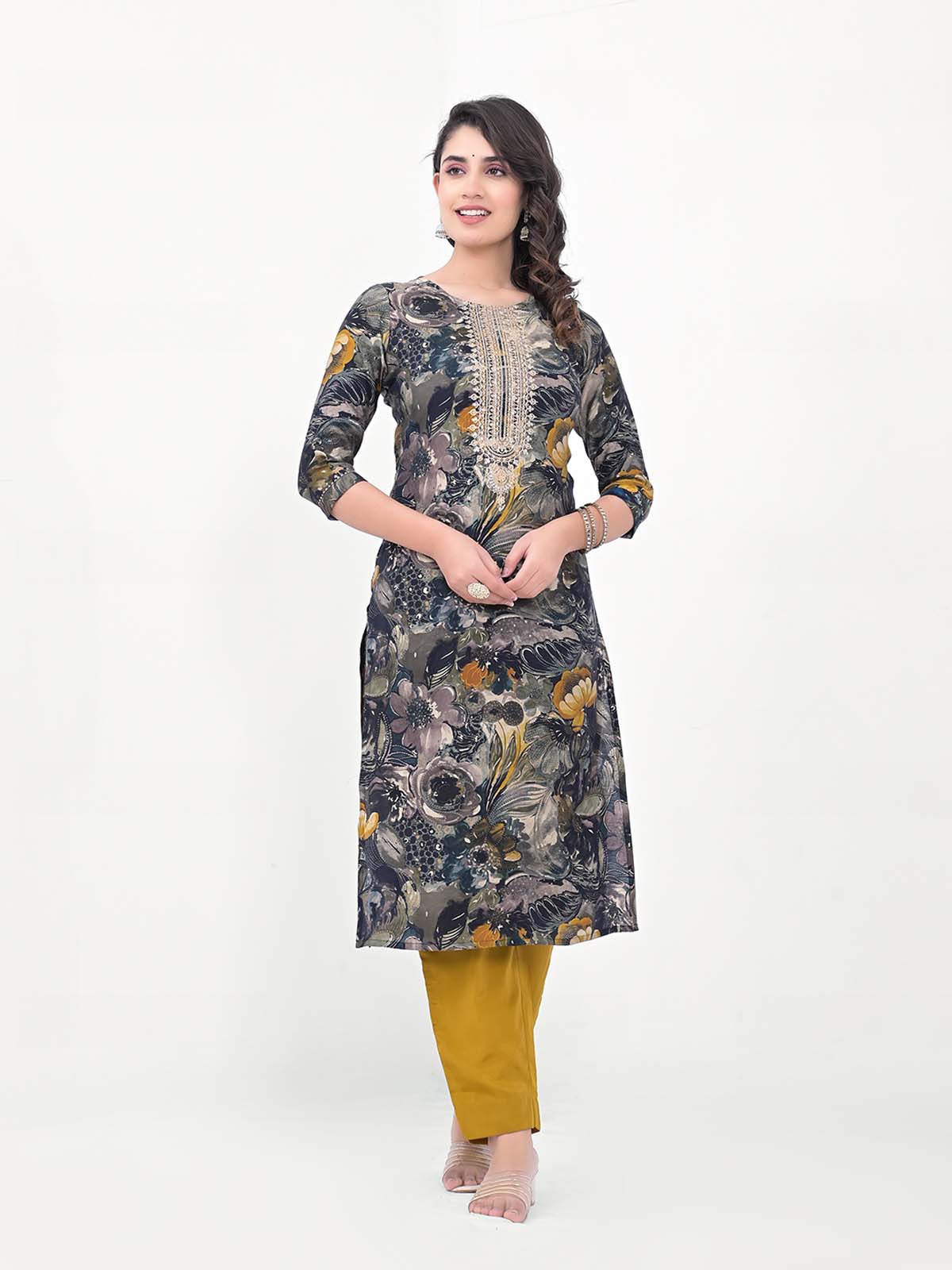 Label Khoj Women Silk blend Kurta ,trouser and dupptta set