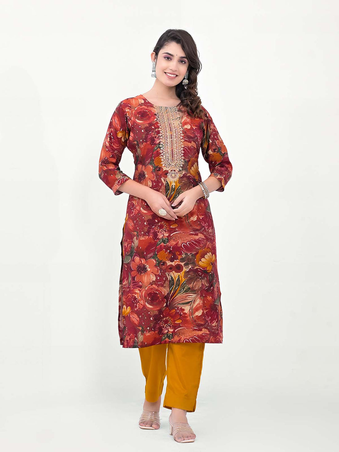 Label Khoj Women Silk blend Kurta ,trouser and dupptta set