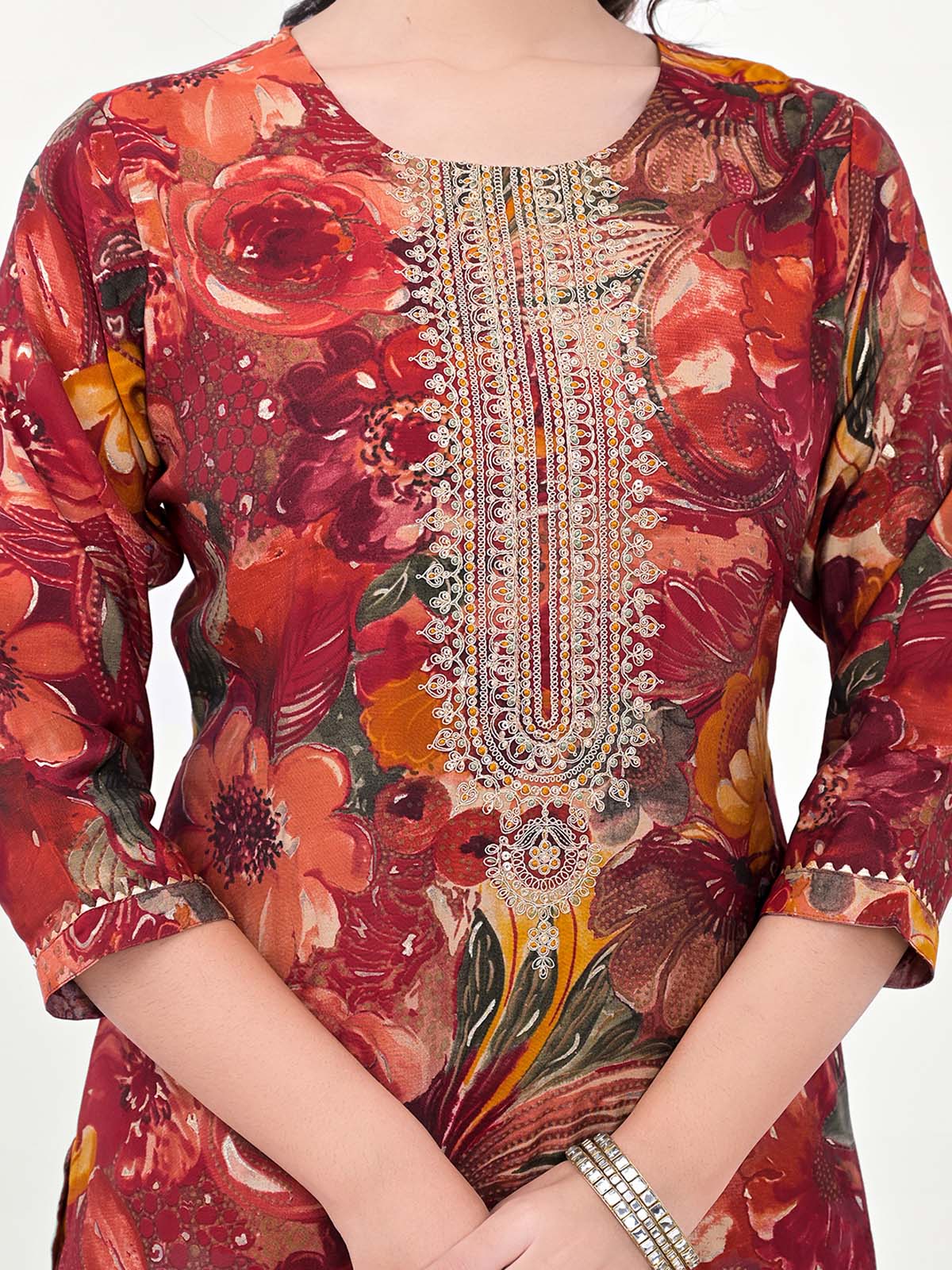 Label Khoj Women Silk blend Kurta ,trouser and dupptta set