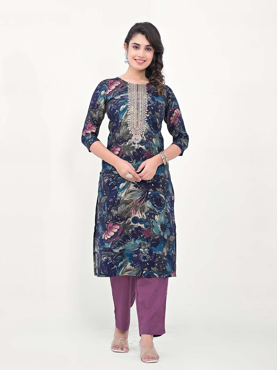 Label Khoj Women Silk blend Kurta ,trouser and dupptta set