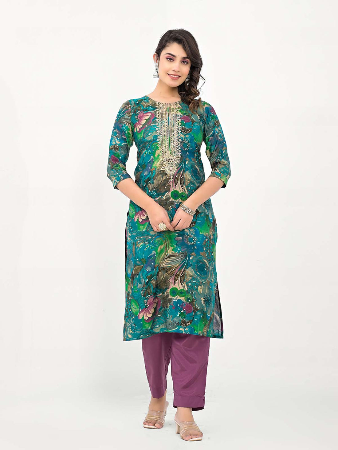 Label Khoj Women Silk blend Kurta ,trouser and dupptta set