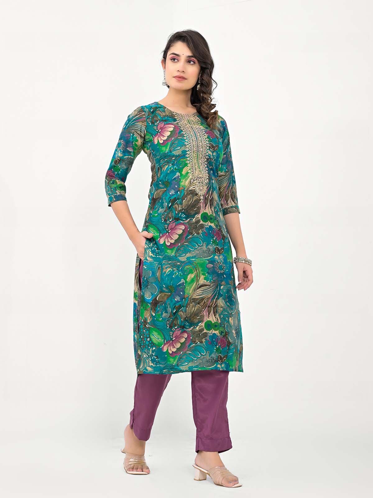 Label Khoj Women Silk blend Kurta ,trouser and dupptta set