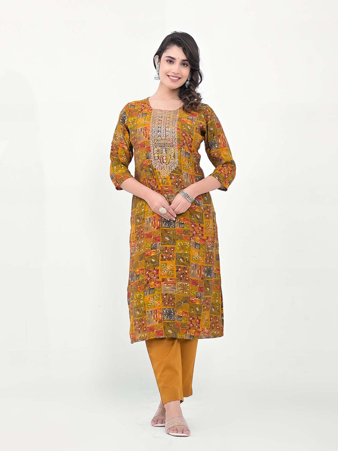 Label Khoj Women Silk blend Kurta ,trouser and dupptta set