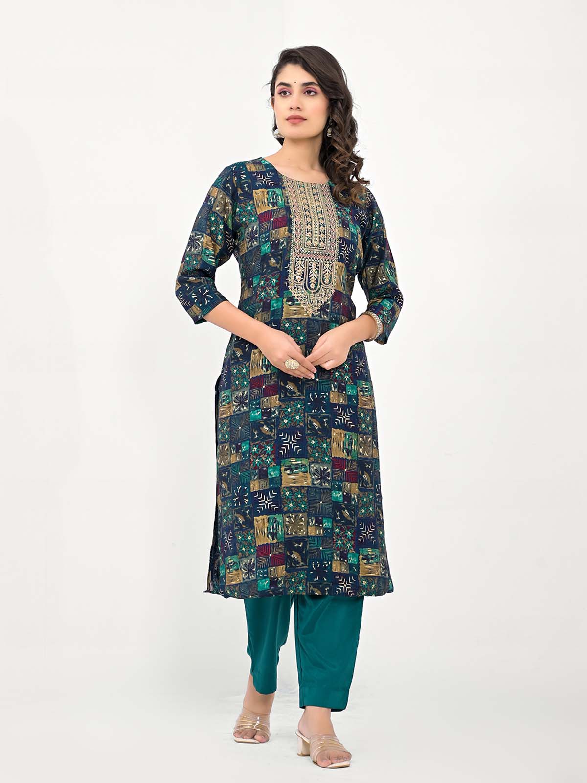 Label Khoj Women Silk blend Kurta ,trouser and dupptta set