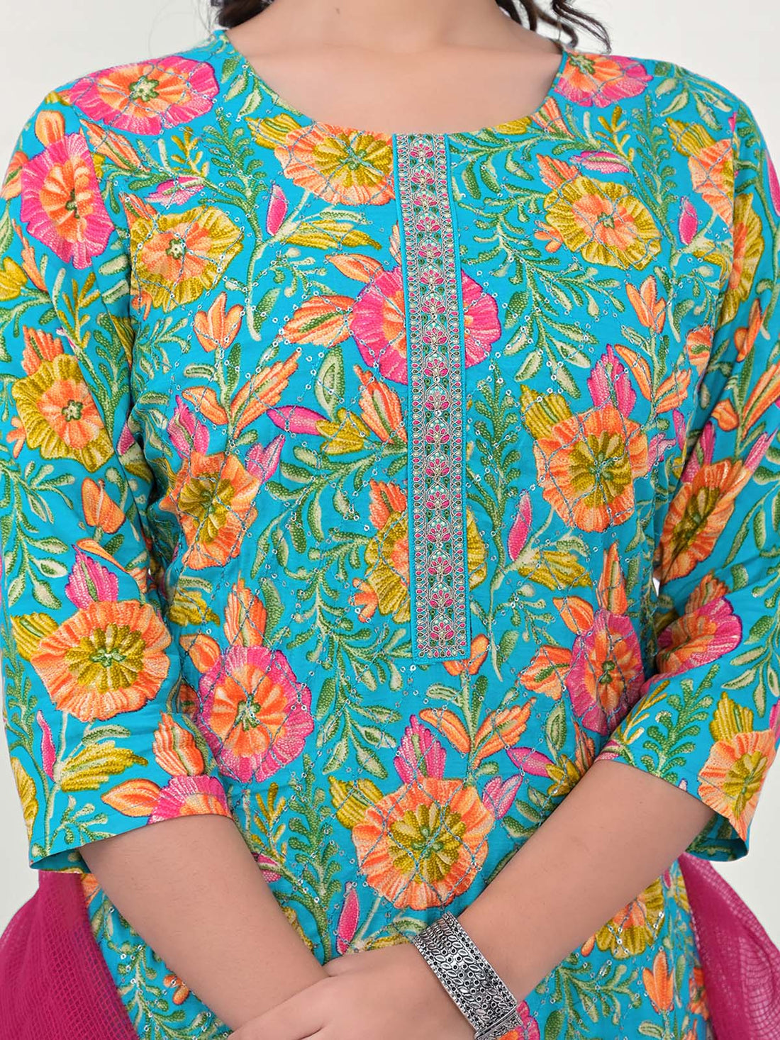 Label Khoj Women Silk blend Kurta ,trouser and dupptta set
