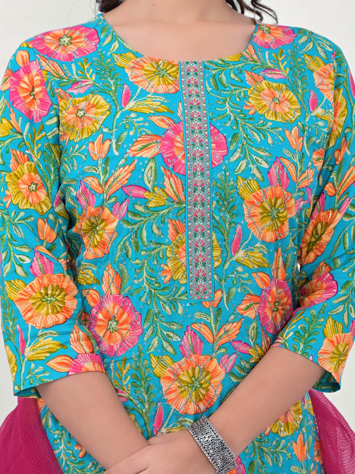 Label Khoj Women Silk blend Kurta ,trouser and dupptta set