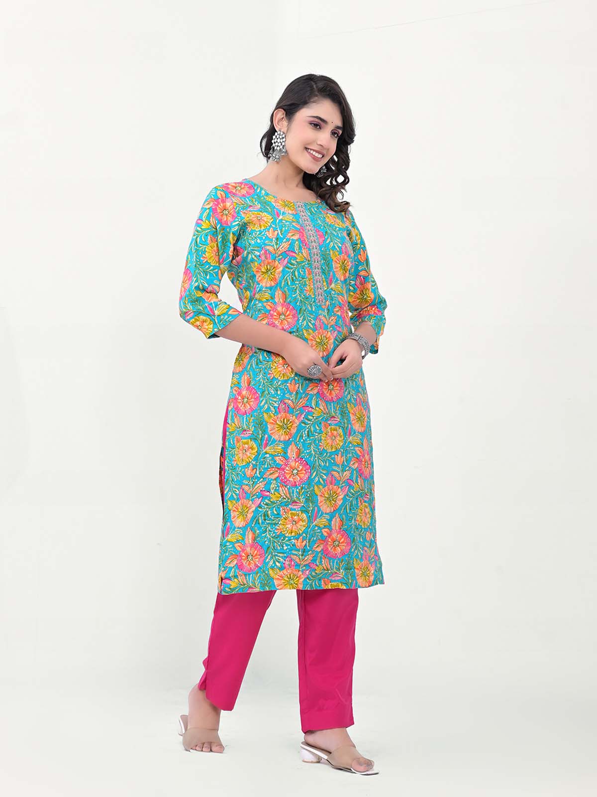 Label Khoj Women Silk blend Kurta ,trouser and dupptta set