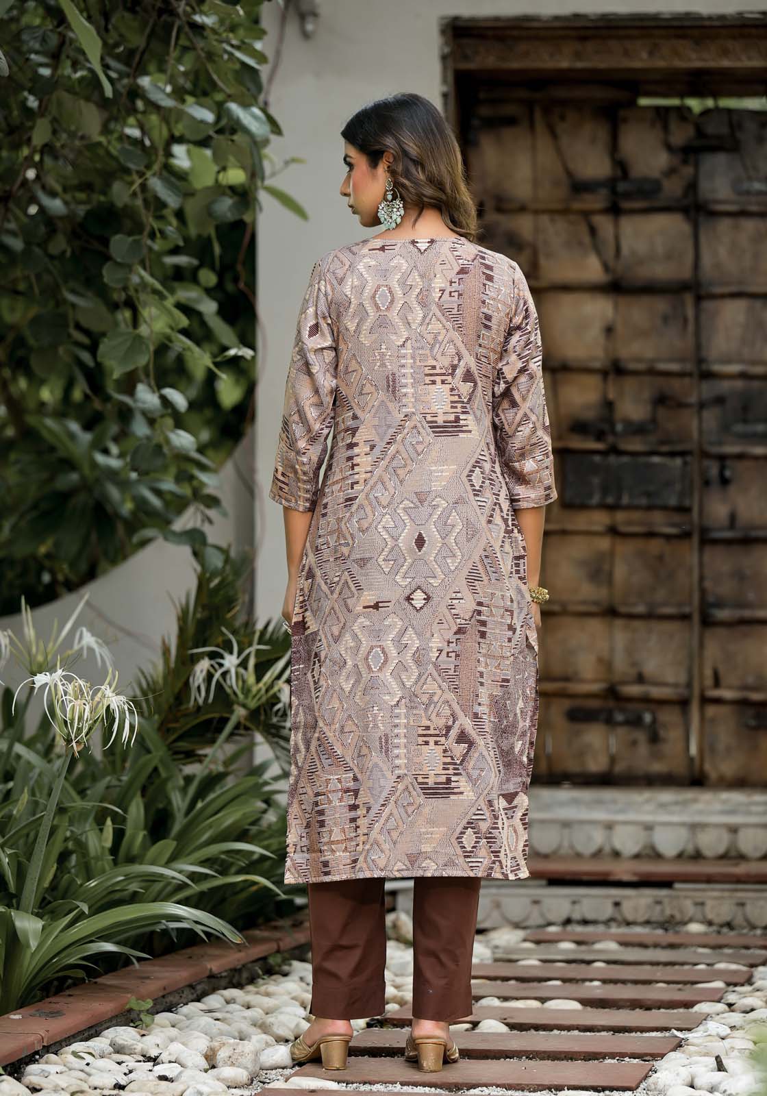 Label Khoj Women Jam satin Kurta ,trouser and dupptta set