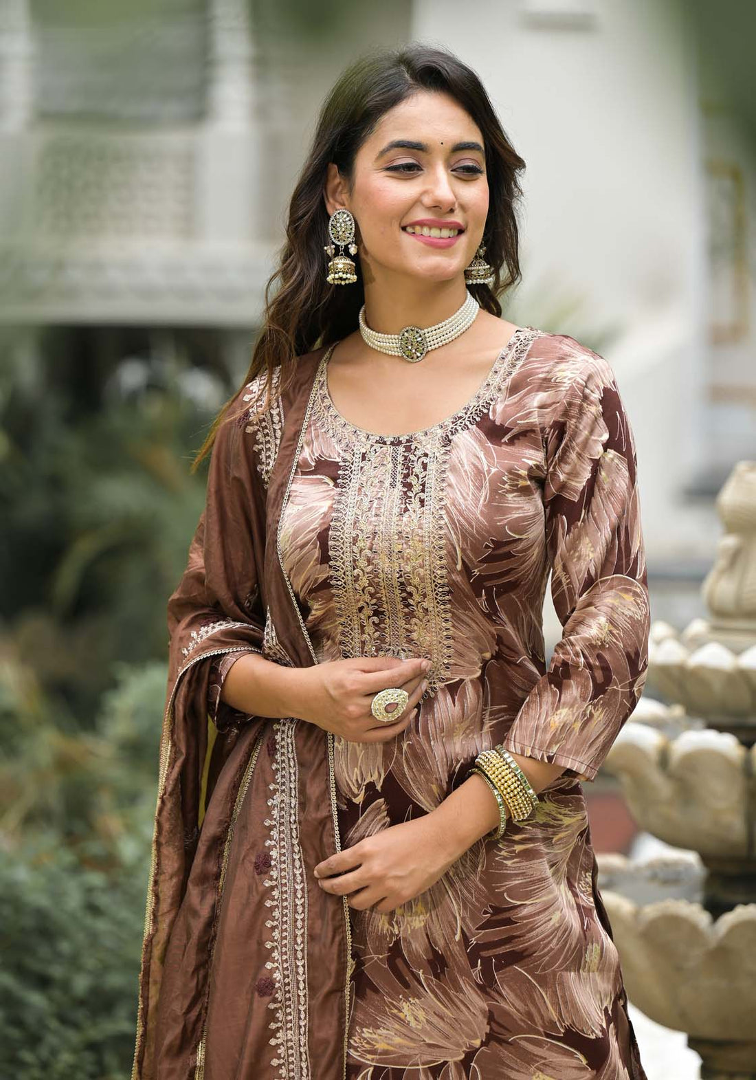 Label Khoj Women Jam satin Kurta ,trouser and dupptta set