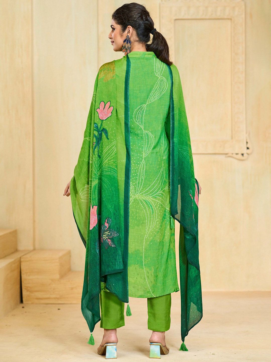 Label khoj Pure viscose Maslin with hand work kurta set