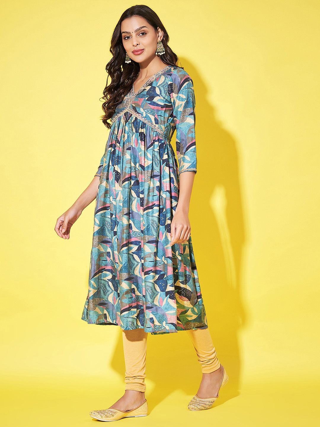 Label Khoj Women Silk Blend Alia Cut Kurta Dress