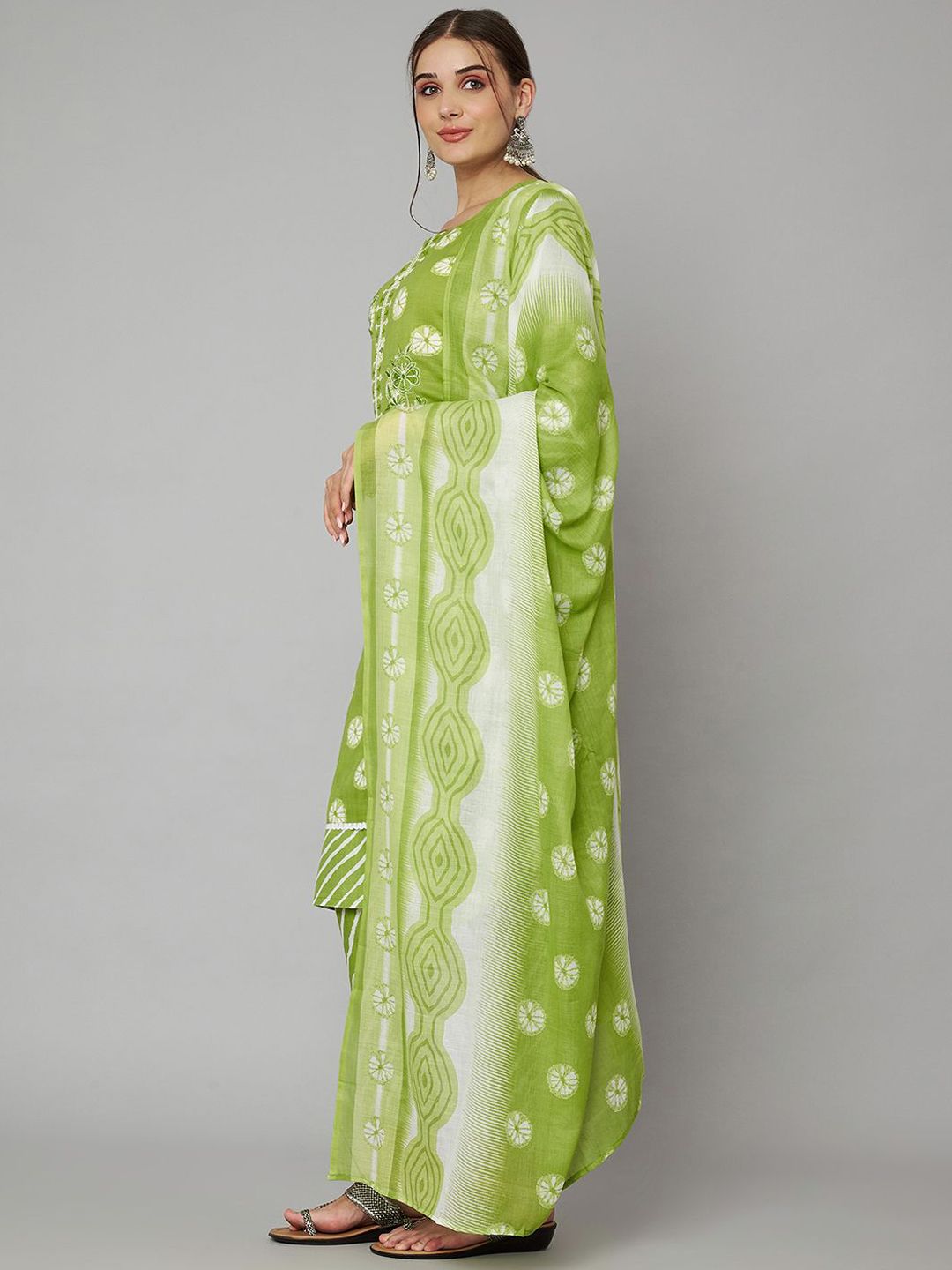 Label Khoj Women Cotton slub kurta, trouser and dupptta set