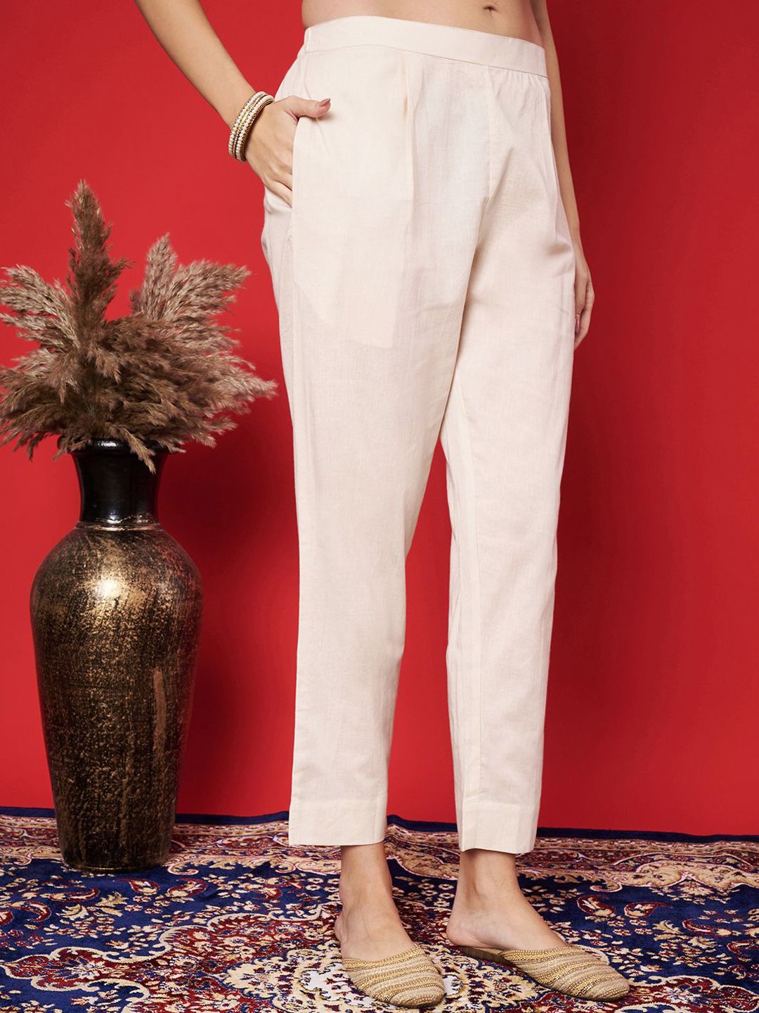 Label khoj cotton kurta with bottom and dupptta setCream Color