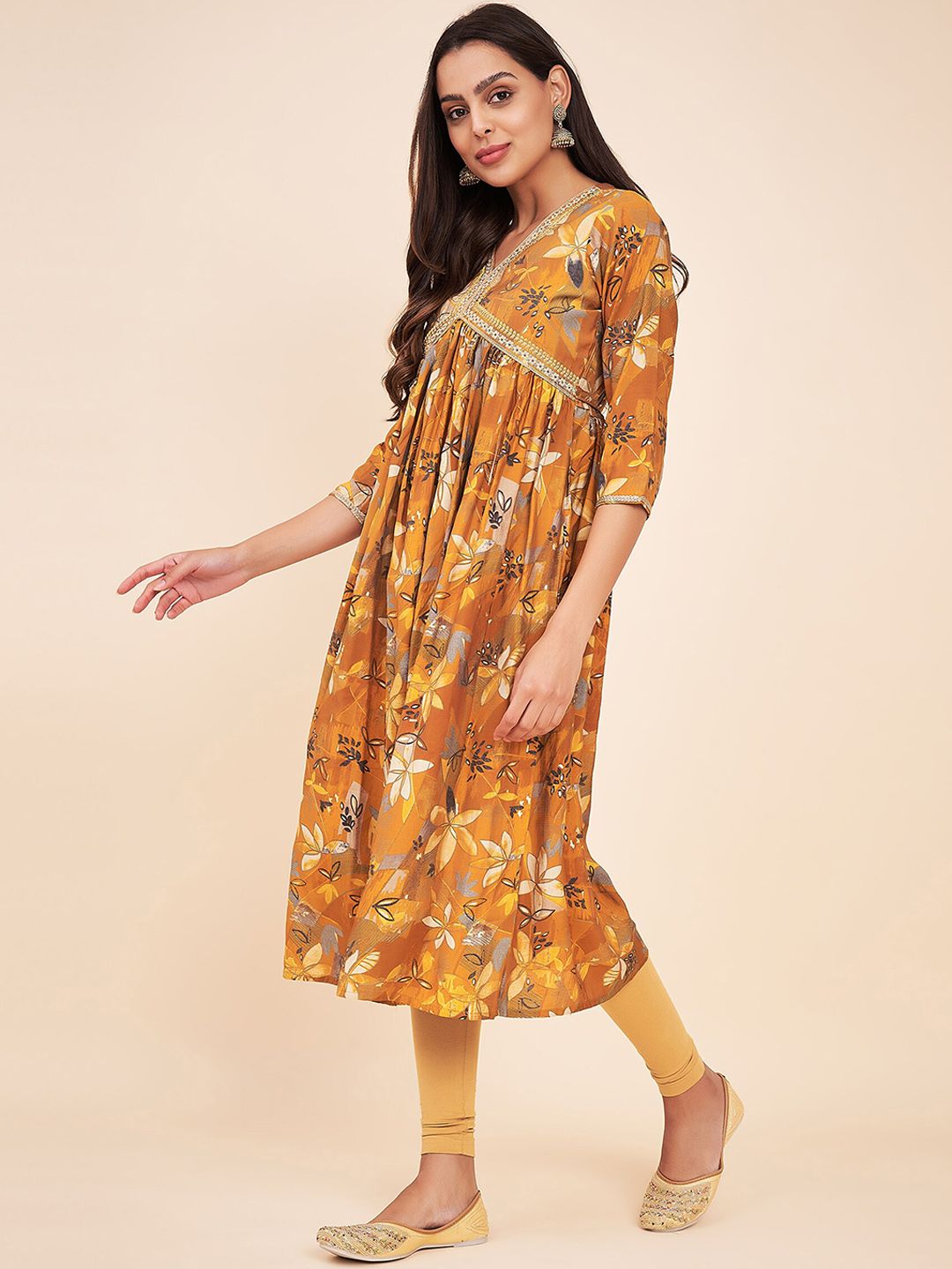 Label Khoj Women Silk Blend Alia Cut Kurta Dress