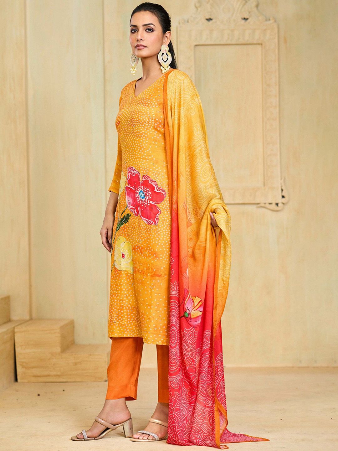 Label khoj Pure viscose Maslin with hand work kurta set
