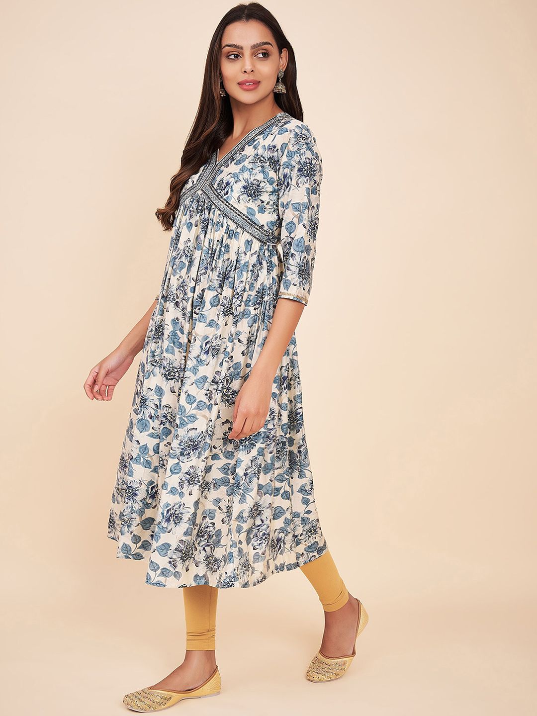 Label Khoj Women Silk Blend Alia Cut Kurta Dress