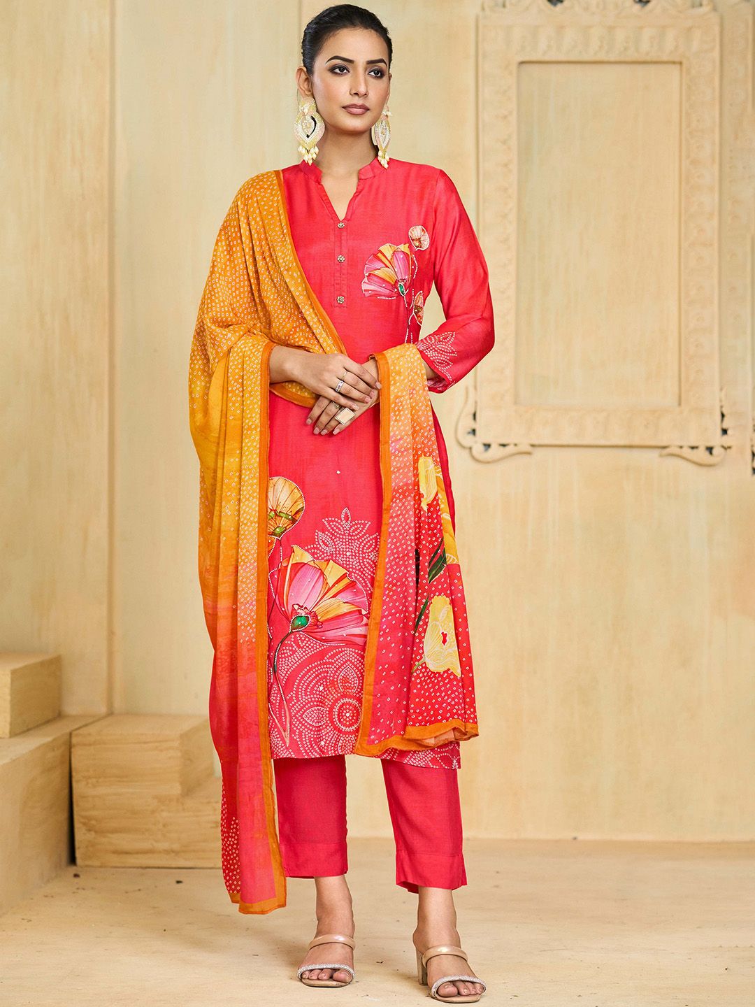 Label khoj Pure viscose Maslin with hand work kurta set