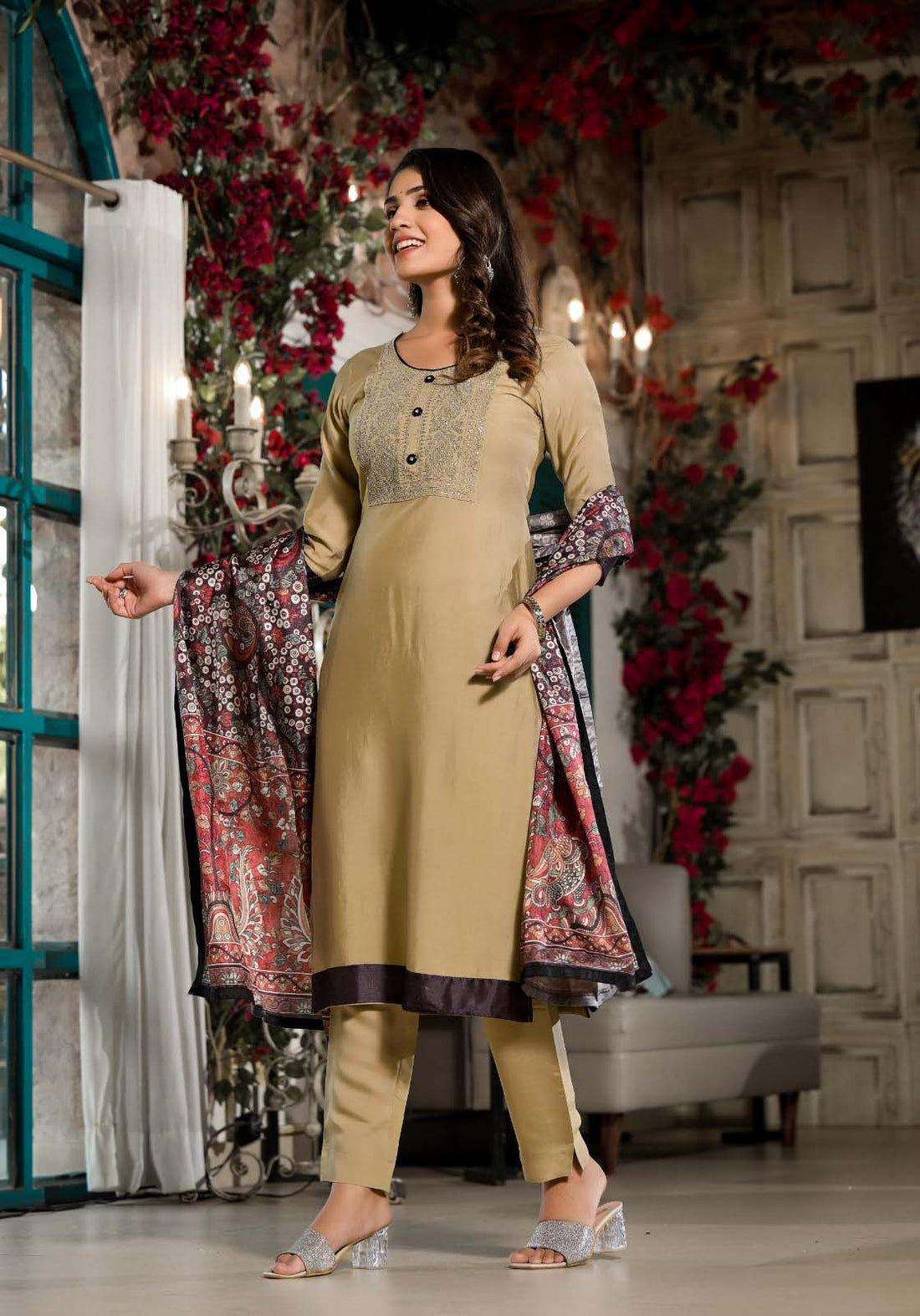 Label khoj Silk Top with cord and sequin embroidery kurta set