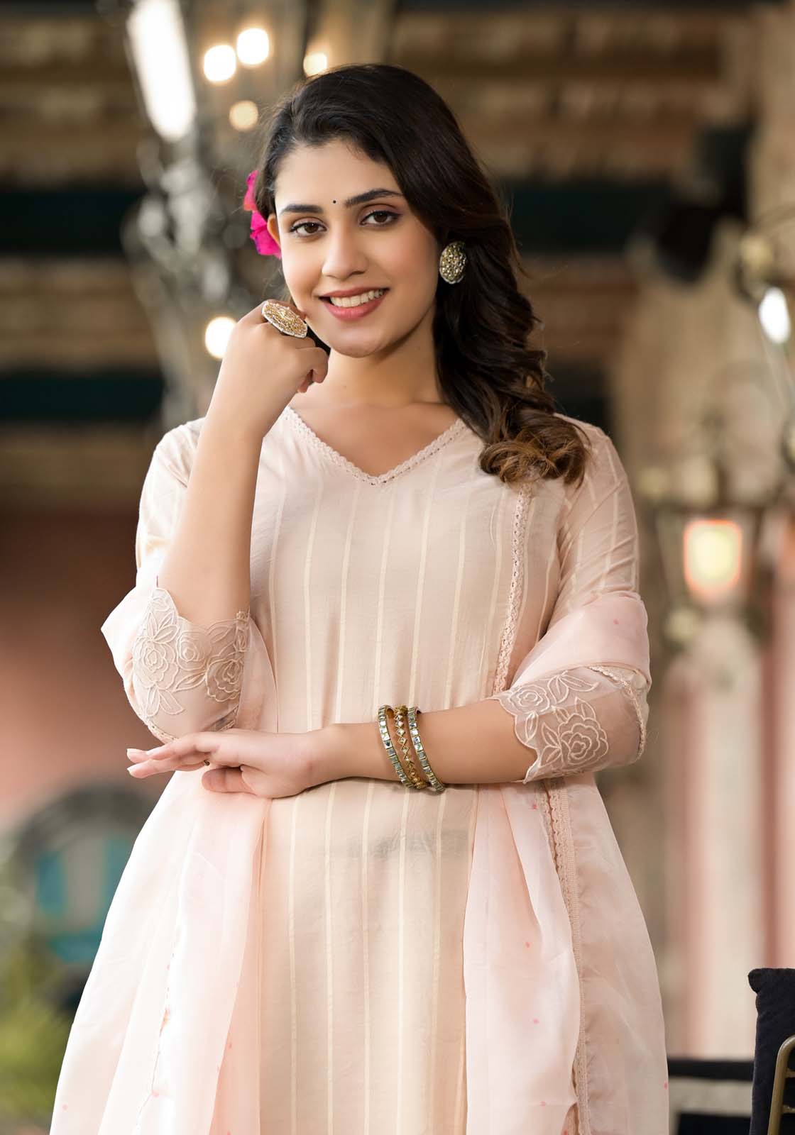 Label Khoj Women Silk blend Kurta ,trouser and dupptta set