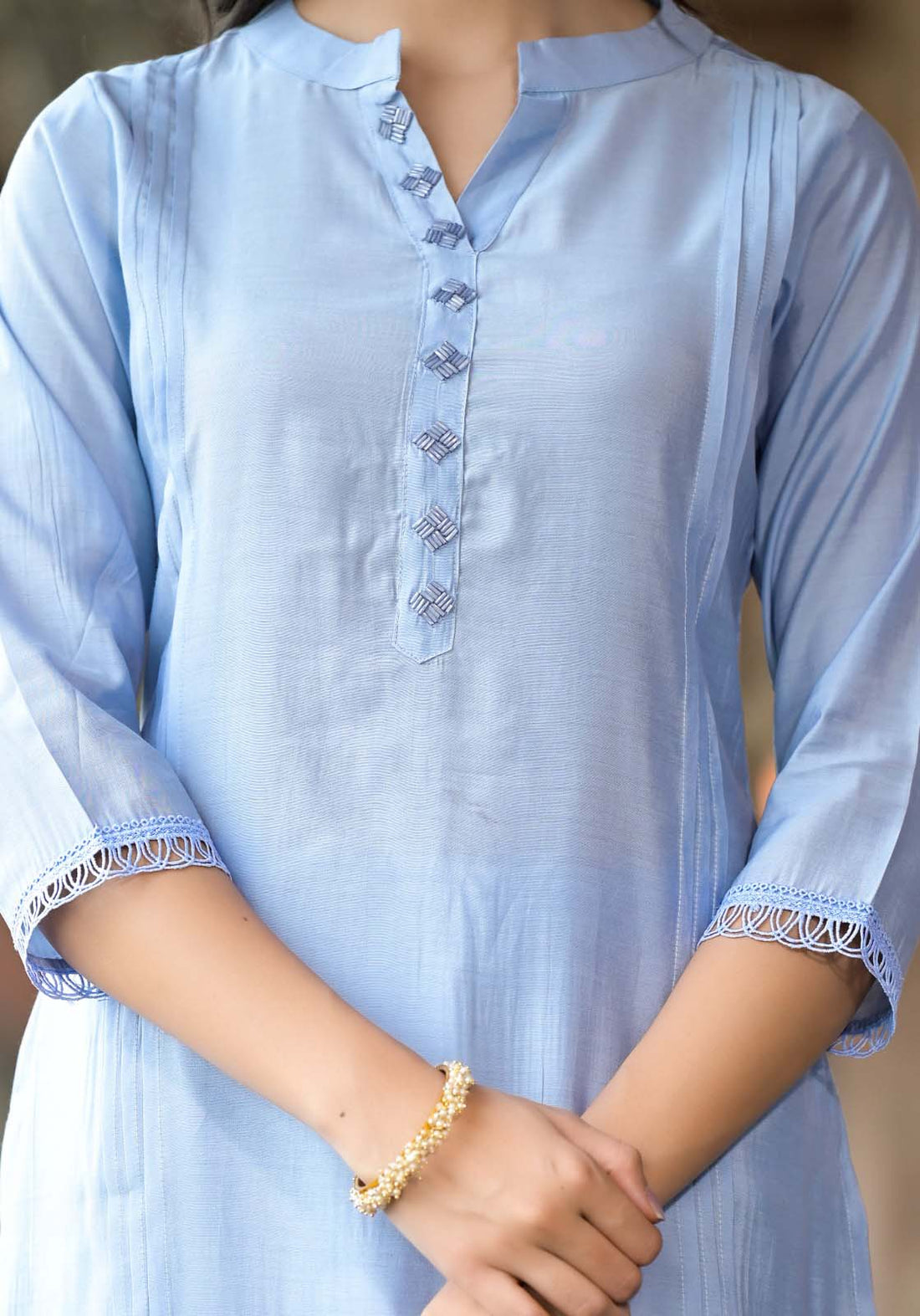 Label Khoj Women Silk blend Kurta ,trouser and dupptta set
