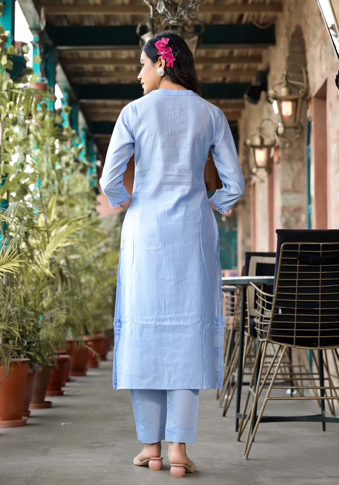 Label Khoj Women Silk blend Kurta ,trouser and dupptta set