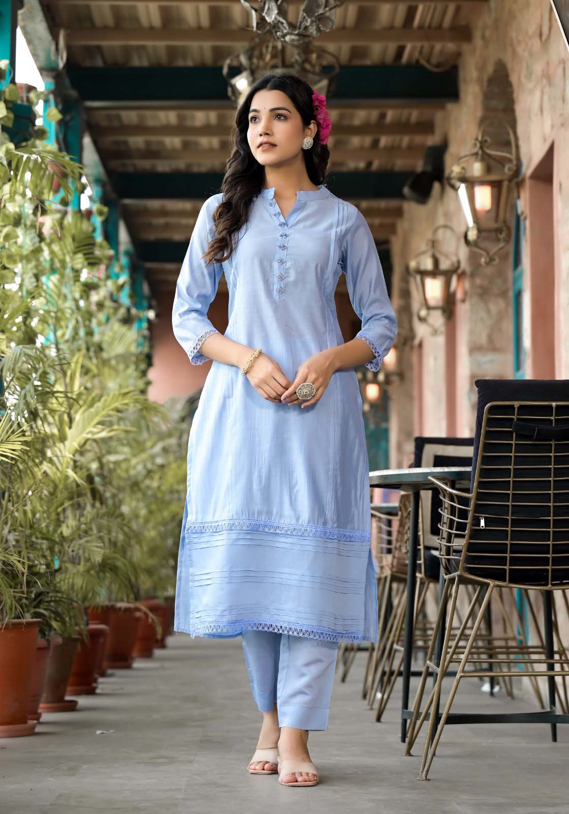 Label Khoj Women Silk blend Kurta ,trouser and dupptta set