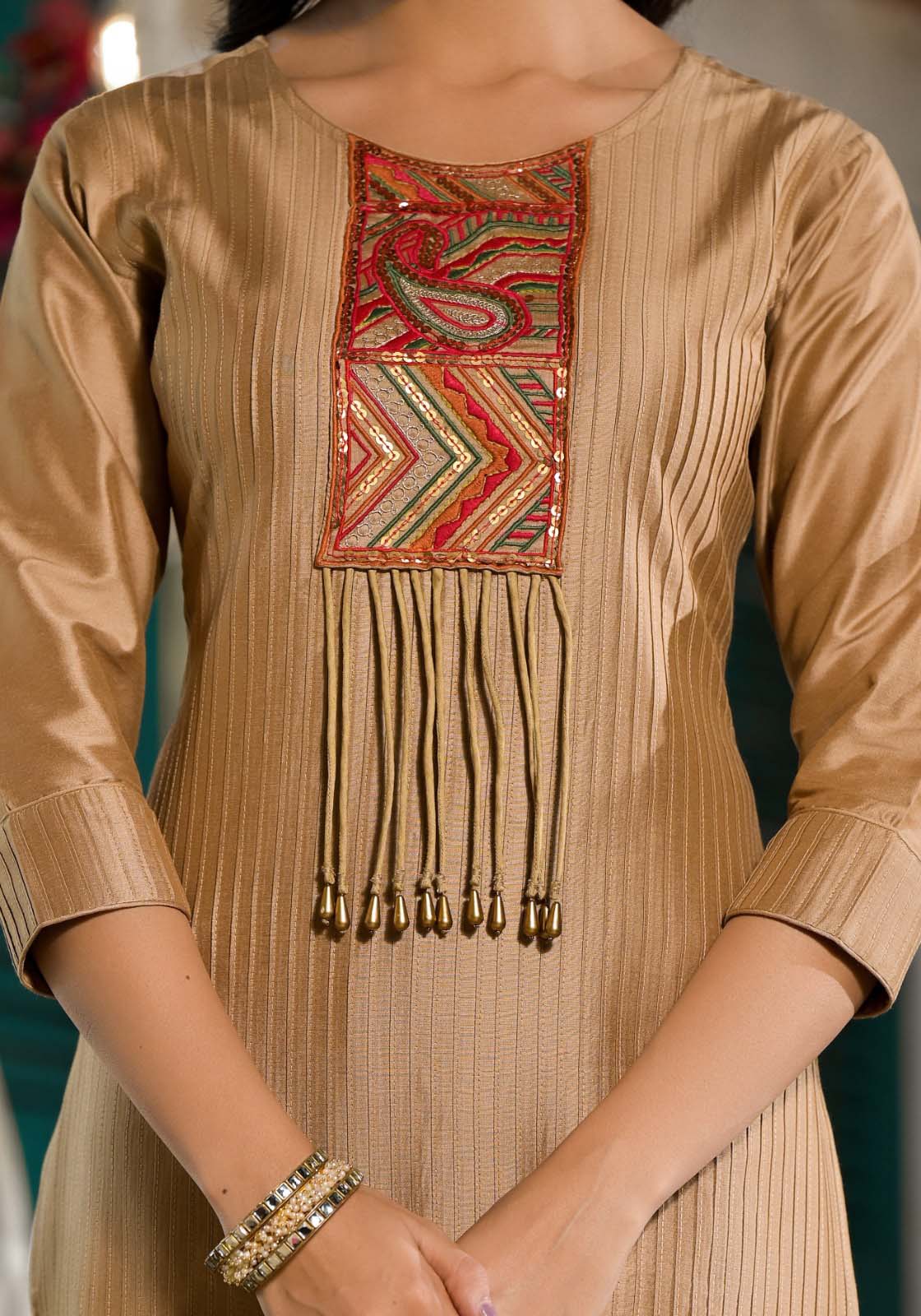 Label Khoj Women Silk blend Kurta ,trouser and dupptta set