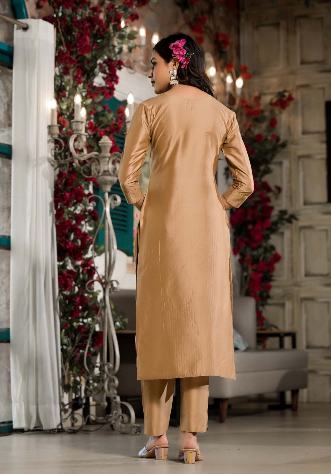 Label Khoj Women Silk blend Kurta ,trouser and dupptta set