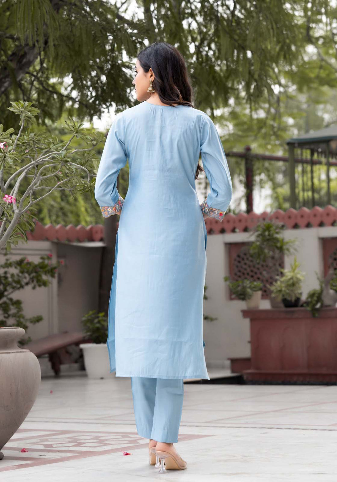 label khoj roman silk Kurta ,trouser and dupptta set