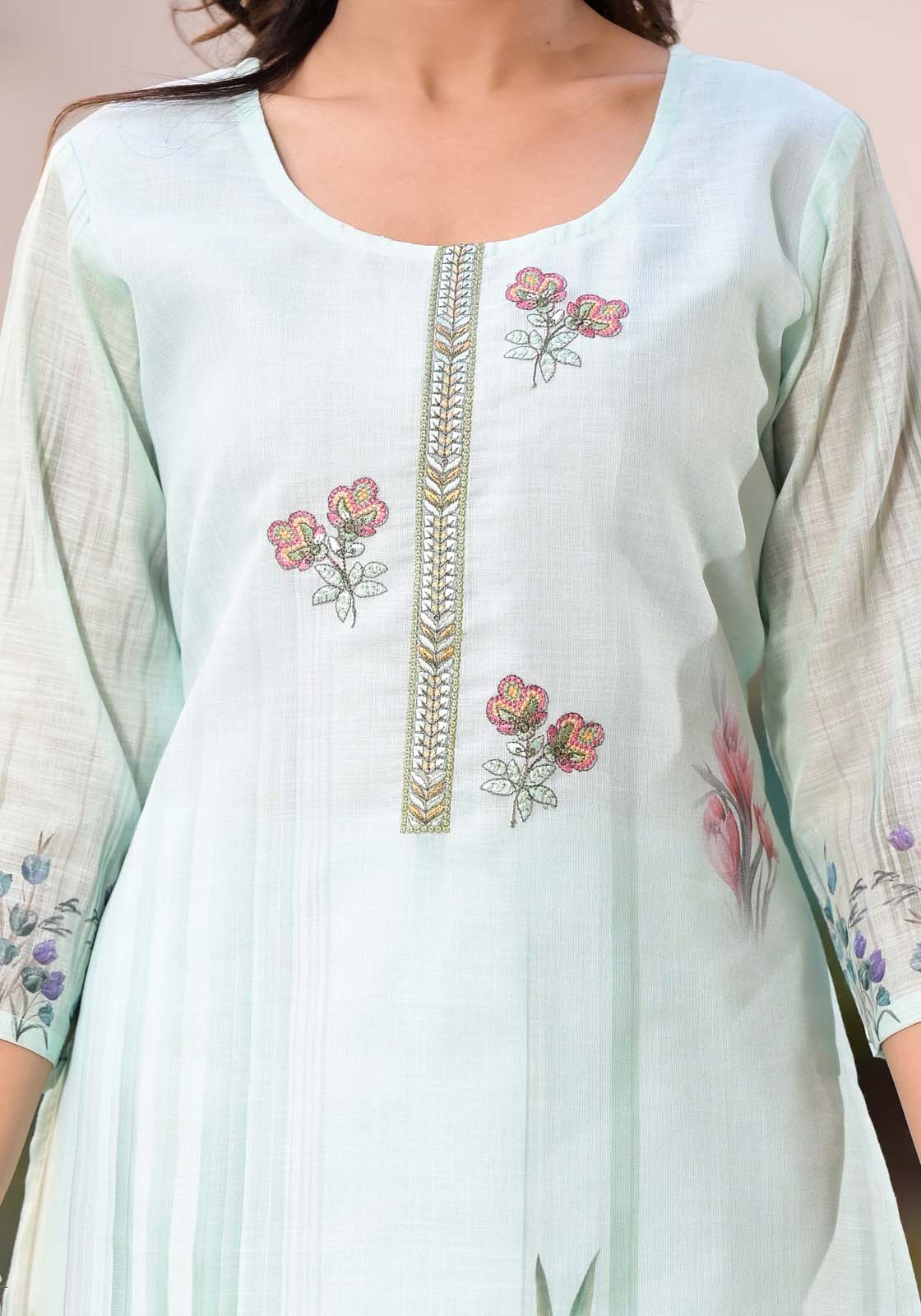 Label khoj lilen kurta , trouser and dupptta set
