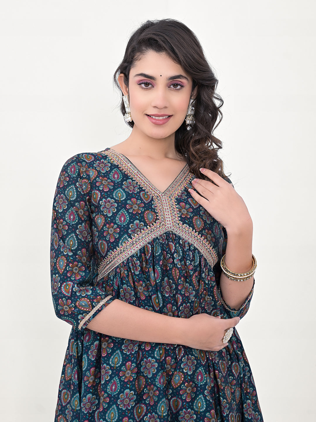 Label Khoj Women Modal Silk fabric and embroidery Printed Dress