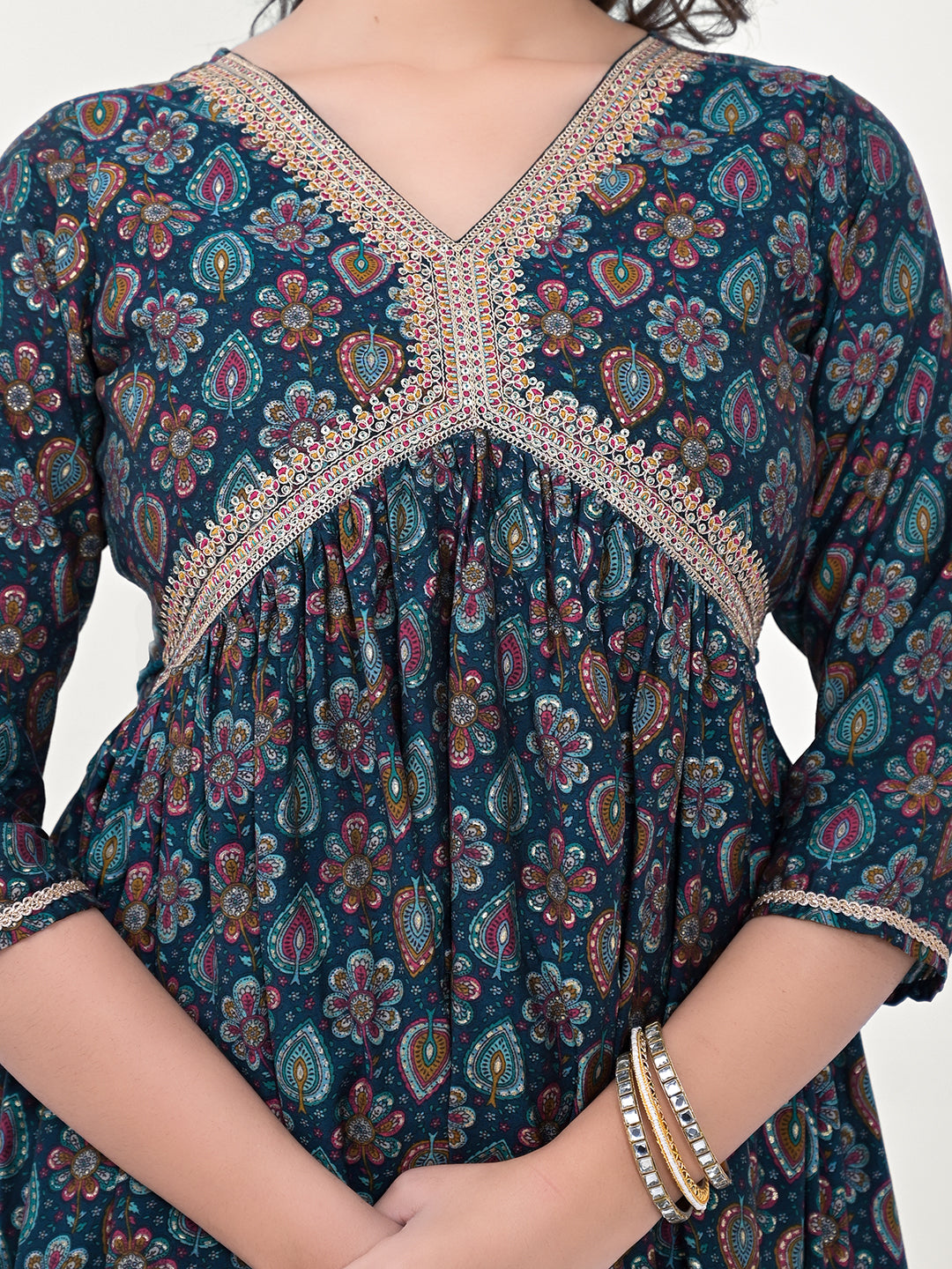 Label Khoj Women Modal Silk fabric and embroidery Printed Dress