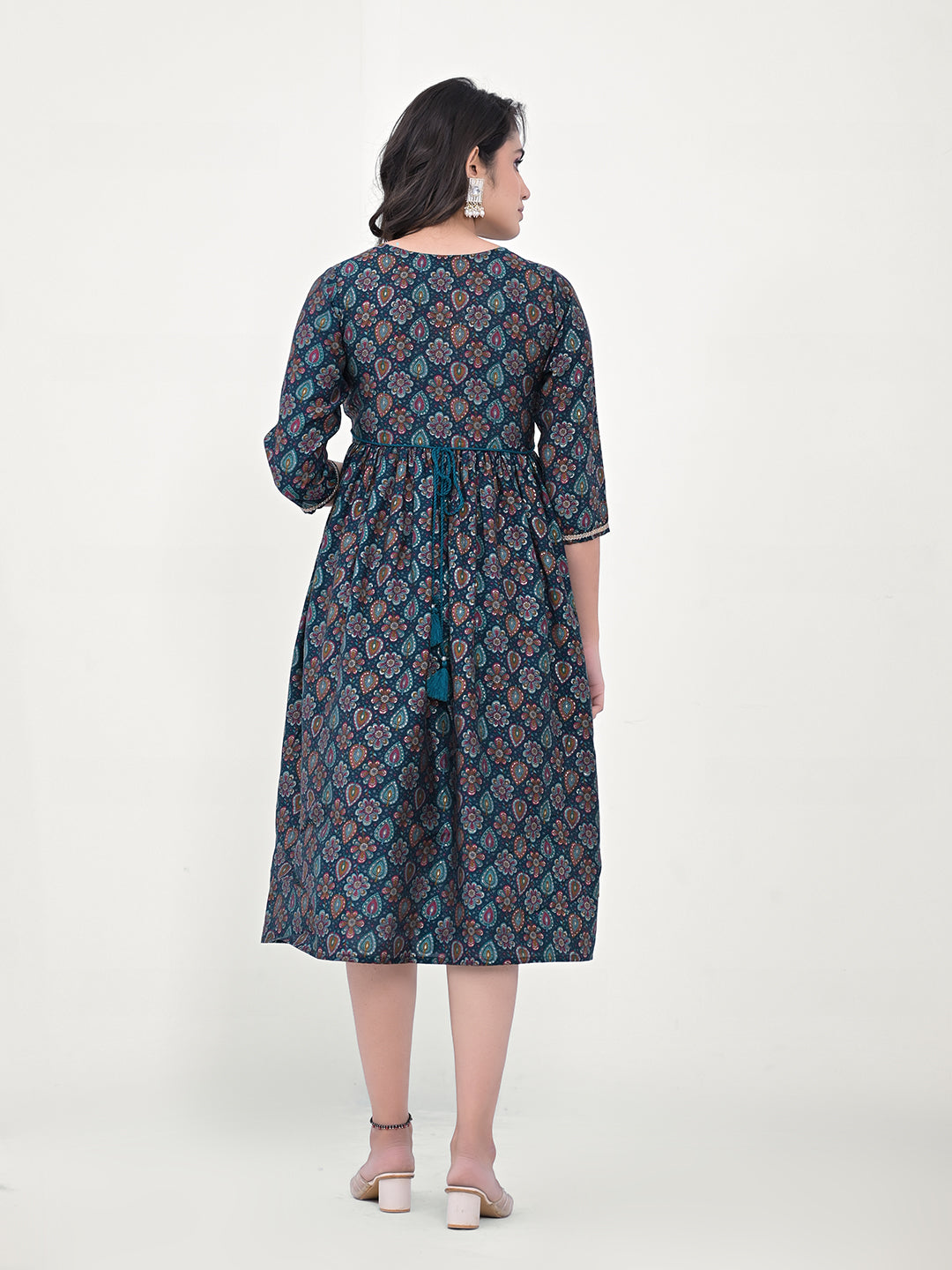 Label Khoj Women Modal Silk fabric and embroidery Printed Dress