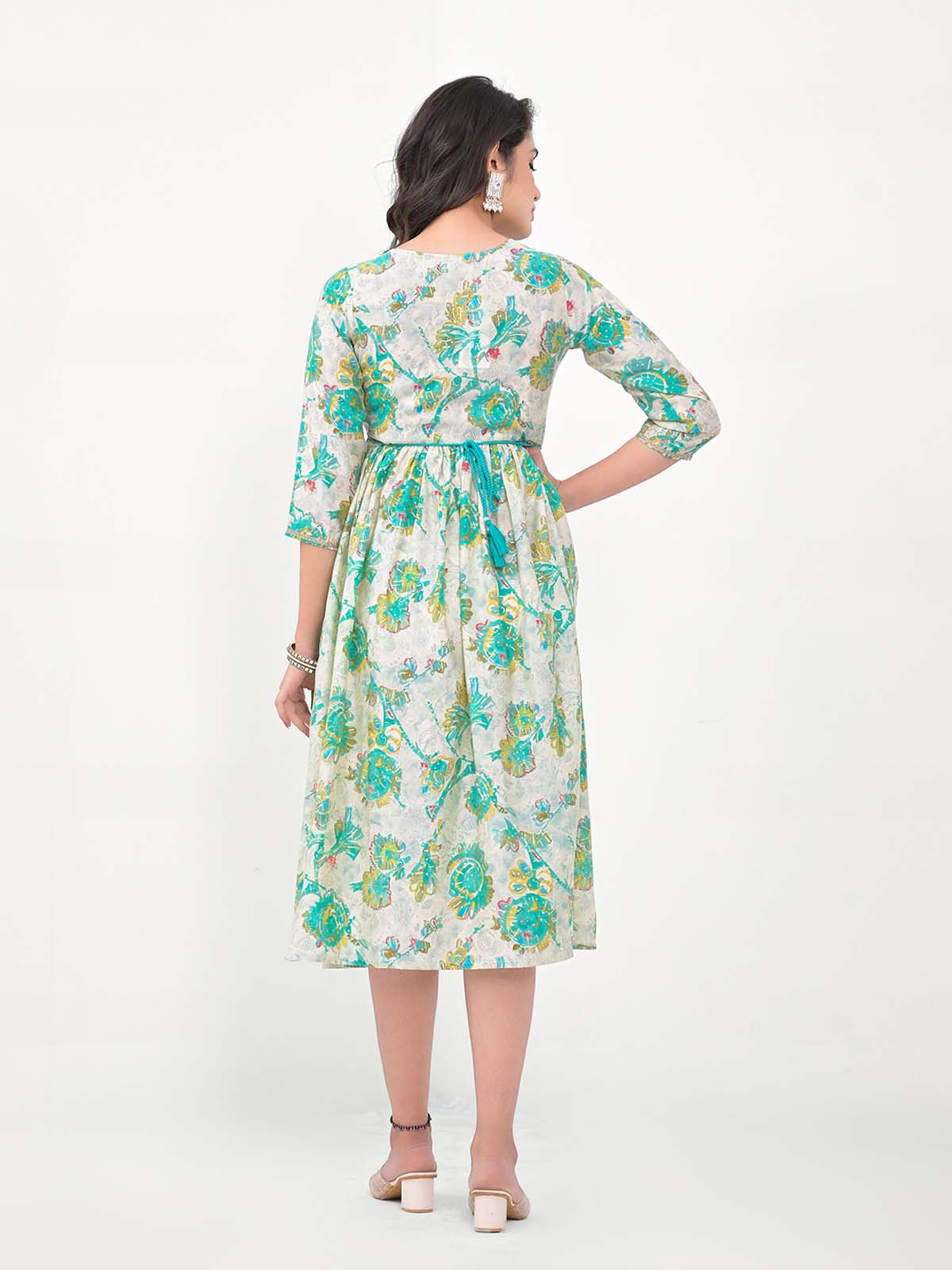 Label Khoj Women Modal Silk fabric and embroidery Printed Dress