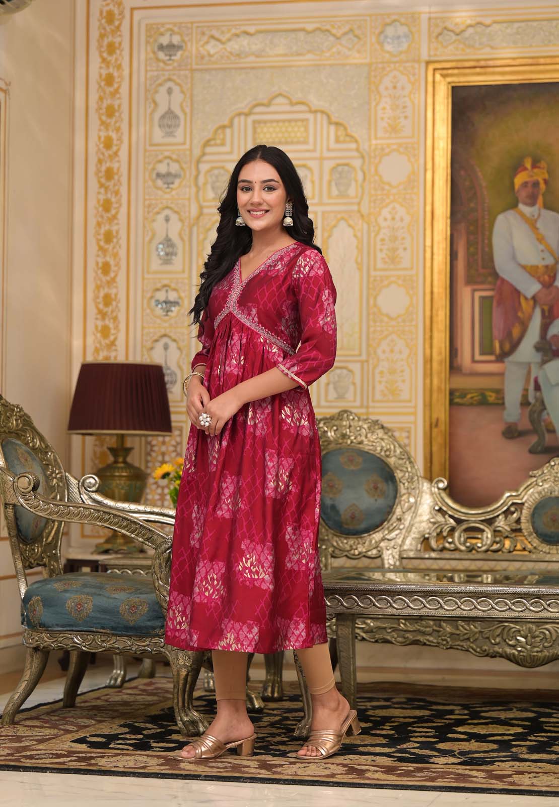 Label Khoj Women Silk Blend and embroidery Printed Dress